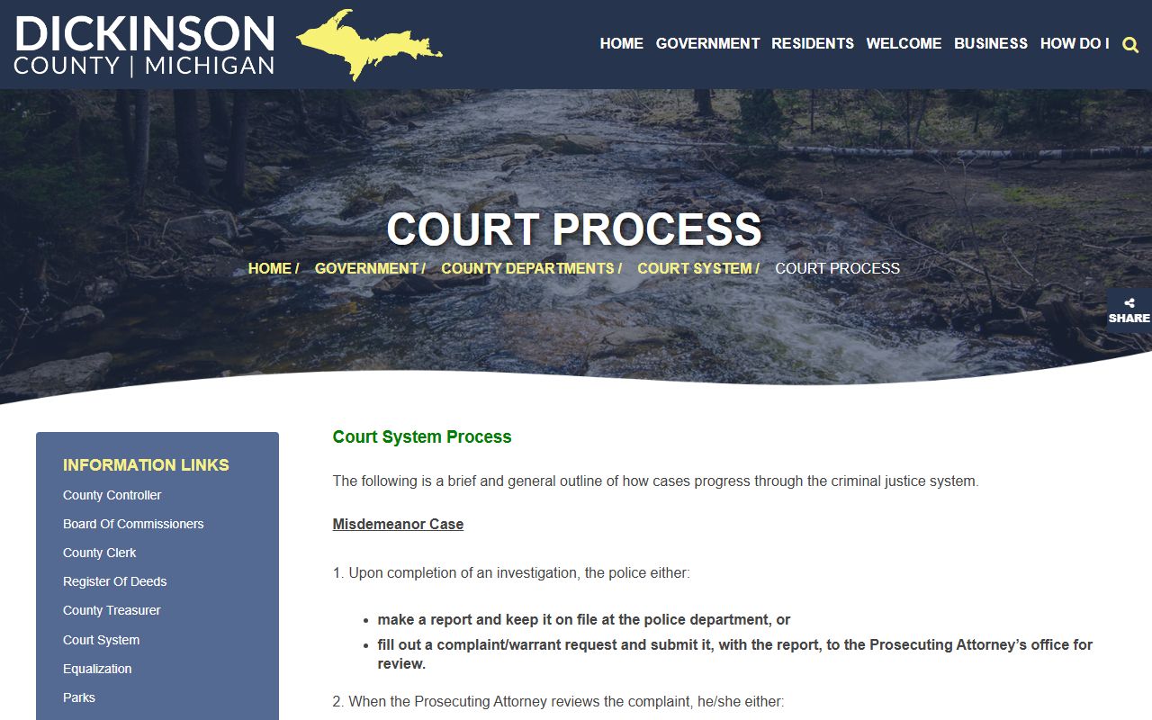Dickinson County arrest and charge records court process guide