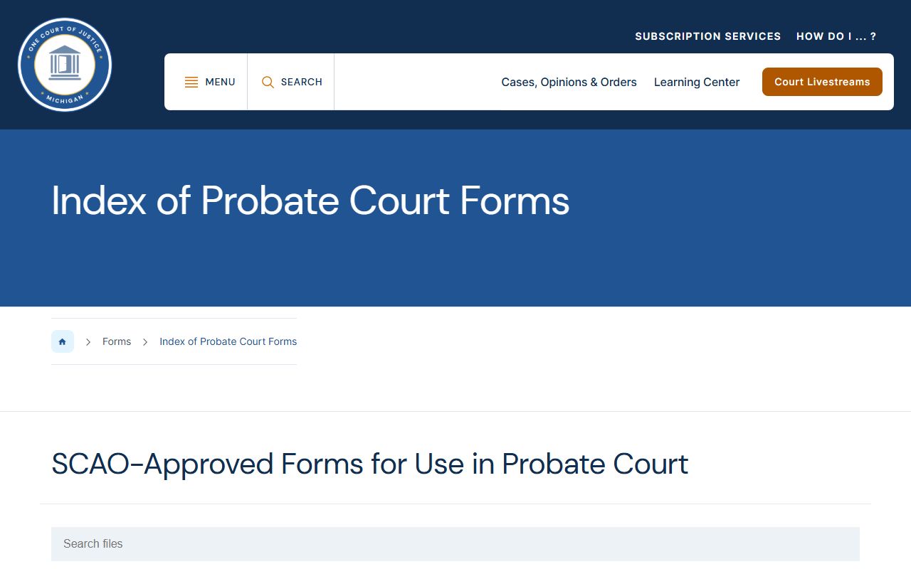 Dickinson County probate records probate court forms index from Michigan Courts
